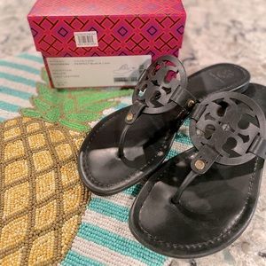 Authentic Tory Burch Miller Sandals Black